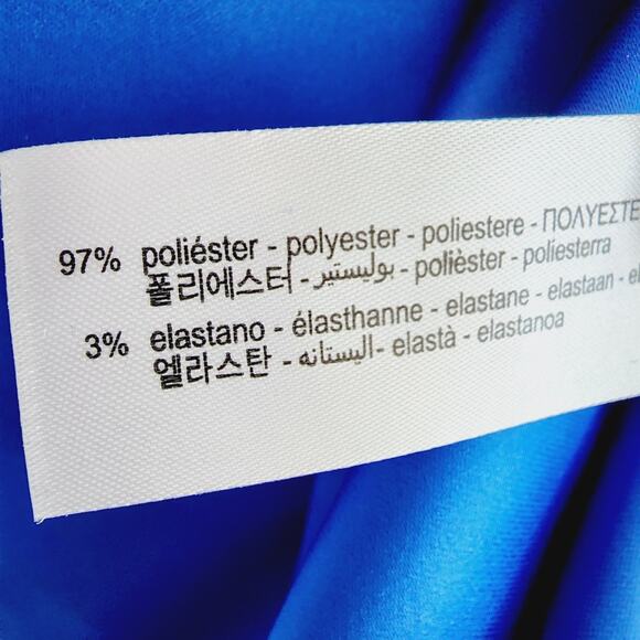 Zara Blue Satin Effect Long Sleeve Knotted Dress Lapel Collar Size Small - Picture 6 of 9